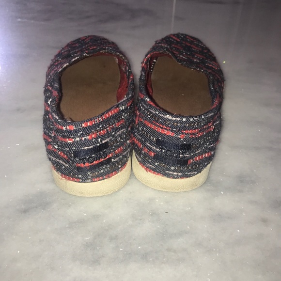 Toms Womens Slip On Flats-Blue Red White-Size 9.5 - Picture 3 of 8